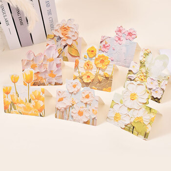 狮洛德 创意油画毕业季贺卡高考祝福贺卡生日花束包装礼物装饰卡片10张