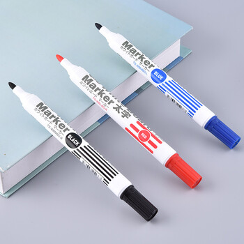 【开学必备】日本TANOSEE进口可擦白板笔记号笔办公文具会议教学学生用品易擦中号圆头黑色3支装TS-WBMBG-B