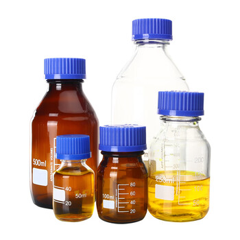 弋科仪（YIKEYI）蓝盖螺口棕色玻璃瓶试剂瓶生物化学实验室密封丝口螺纹细口生化溶剂瓶液体取样瓶1000毫升