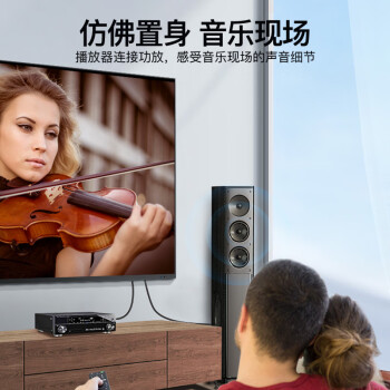 秋叶原（CHOSEAL） 3.5mm转双莲花头 镀银铜石墨烯屏蔽 3.5转2RCA一分二公对公连接 电视手机音箱音频线 2米 QS3544