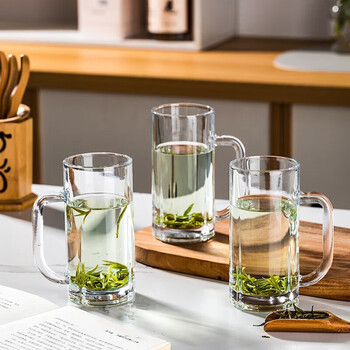 青苹果带把水杯茶杯 扎啤杯啤酒杯 无铅玻璃杯可乐杯饮料杯4只装320ml 青苹果带把水杯茶杯 扎啤杯啤酒杯 无铅玻璃杯可乐杯饮料杯4只装320ml