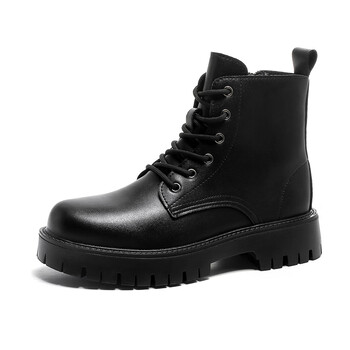 超火马丁靴男秋冬款侧拉链真皮靴英伦风厚底增高机车鞋大码464748116