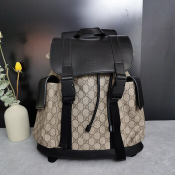 未使用展示品古奇/gucci乌木色帆布双肩包450958