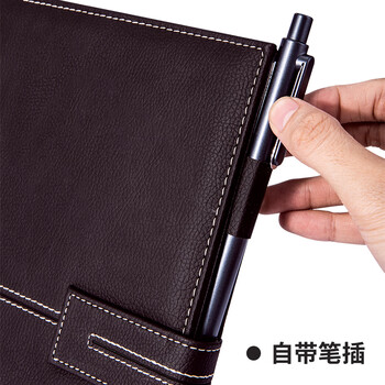 得力（deli）16K120张荔枝纹磁扣皮面本办公用品 商务记事本工作笔记本子文具 棕色3344
