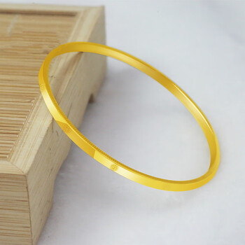 纪兮竹黄金手镯女5g工艺精品足金时尚黄金镯子超轻光圈窄版手镯时尚