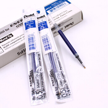 派通（Pentel ）0.5mm速干中性笔彩色替芯（适用于BLP75）LRP5 蓝色 12支装