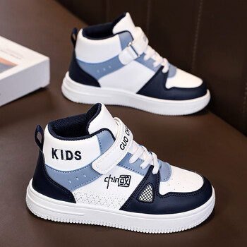 耐克森男童鞋子秋冬2023新款运动鞋儿童国潮高帮板鞋中大童男孩皮面单