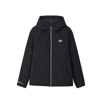 361度 羽绒服2022冬季女款短羽绒服宽松运动外套女 基础黑 m