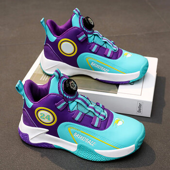 鸿星尔克舒适同类型男童鞋运动鞋2023春秋季新款旋转纽扣儿童篮球鞋