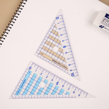国誉(KOKUYO)三角尺套装考试绘图测量学生文具尺子 透明网格型 2把装 GY-GBA210