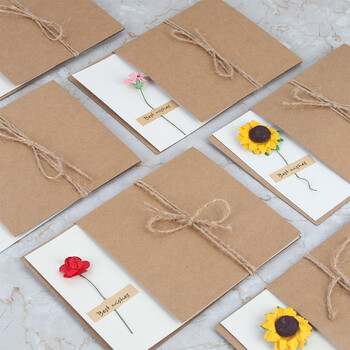 TaTanice贺卡祝福卡卡手写迷你花束礼品贺卡送礼生日礼物明信片创意卡片4张