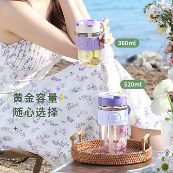 物生物（RELEA）玻璃杯女士水杯手持咖啡杯大容量吸管杯泡茶杯学生杯子生日礼物