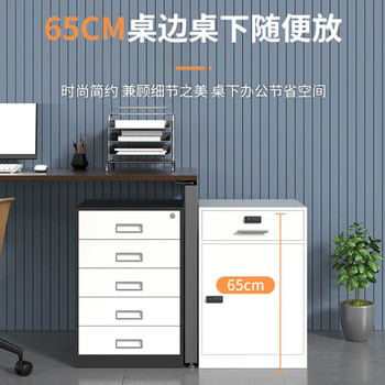中伟文件柜办公柜矮柜钢制铁皮柜档案床头柜二斗一门白色密码锁