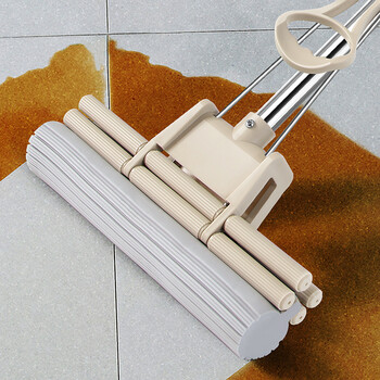 百家好世胶棉拖把27cm2头家用一拖净免手洗2025滚轮挤水可伸缩吸水托把