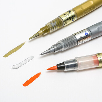 吴竹（KURETAKE）原装进口Zig科学毛笔自带墨水金墨毛笔画笔 中楷粉色 DOE160-126