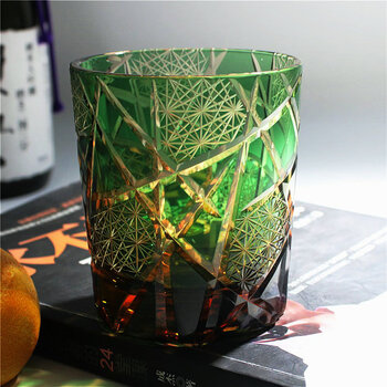 威士忌酒杯 日式江户切子水晶玻璃杯威士忌酒杯家用装饰送礼手工刻花