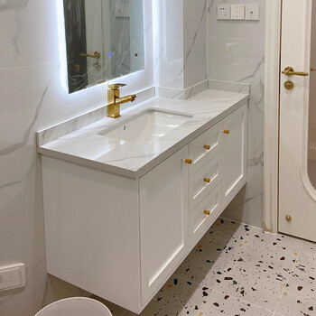 枫茗定制实木卫浴柜拐角包柱子洗手盆柜切角浴室柜卫生间洗漱台脸盆柜