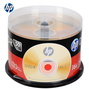 惠普（HP）DVD-R 光盘 刻录盘 空白光盘 光碟16速4.7GB 办公系列 桶装50片 台产