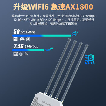 睿因（Wavlink）AERIAL HD6户外全向WiFi6路由器AX1800千兆室外桥接大功率无线AP户外直播网络覆盖工程WiFi基站