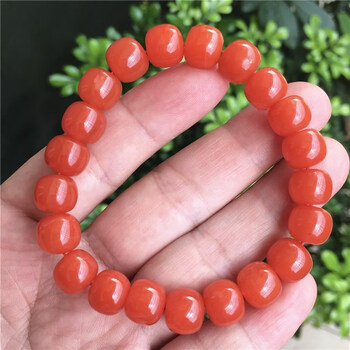 澳渝云南保山冰红南红玛瑙精品单圈手串一物一图款520生日礼物送女友