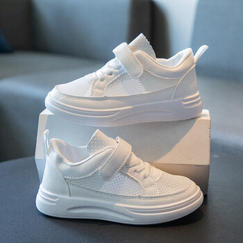 361夏季小白鞋透气网面休闲网鞋男童女童幼儿园学生纯白色运动鞋 白色