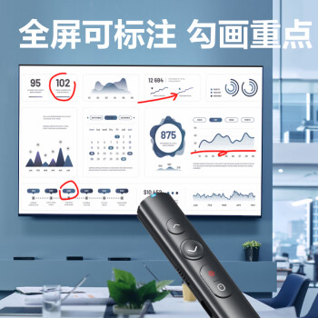 得力（deli）数码双激光PPT翻页笔 可书写内置32GU盘 百米远控 磁力吸附 智能充电激光翻页笔MA221