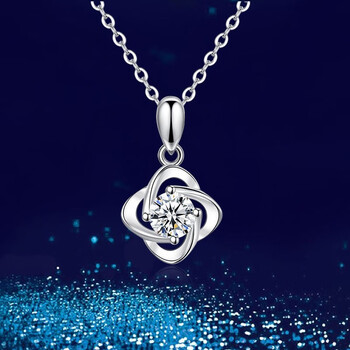 金伯生四叶草莫桑钻石银项链女教师节生日礼物送女朋友老婆银饰品莫桑