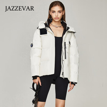 清仓特价款不退不换慎拍女连帽休闲时尚短款加厚保暖羽绒服白色m