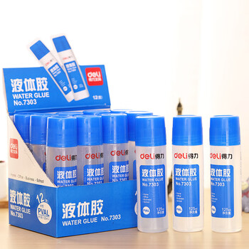 得力125ml高粘度液体胶 学习办公通用胶水 办公用品 7303 （12支装）