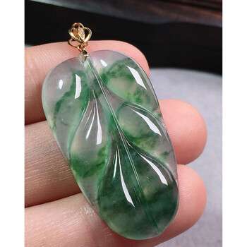 绿翠天成翡翠冰种飘绿树叶叶子吊坠缅甸a货翡翠送礼送女友生日礼物女