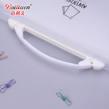 百利文F4320透明白色手提风琴包12格A4试卷收纳袋多层空间文件夹大容量收纳夹试卷夹资料夹