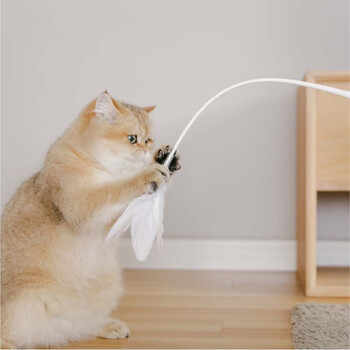 pidan猫咪用品折耳猫蓝猫可爱简约皮蛋逗猫棒加长款灰色