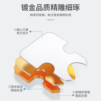 胜为电话水晶头 工程级纯铜镀金接头 4芯话筒非屏蔽RJ11接口6P4C电话线连接头50个/盒 RC-1050