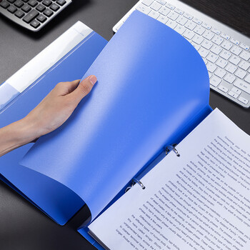 得力（deli）A4二孔O型文件夹 活页打孔文件夹资料档案合同标书夹子 文件收纳办公用品5382蓝色