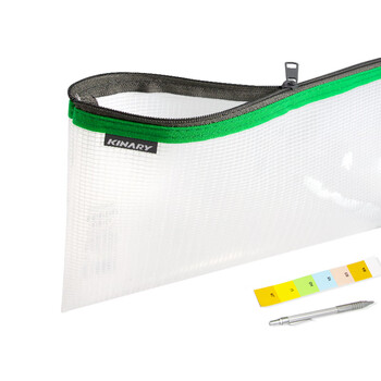 金得利增值税专用拉链袋票夹包加厚磨砂网格透明防水大容量文件袋资料袋财务票据收纳4色随机1个FB8725