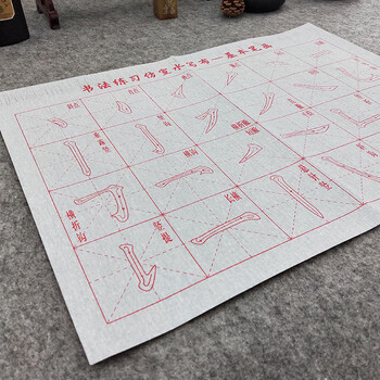 芬尚 仿宣纸水写布加厚无纺布楷书笔画描红 学生毛笔书法课堂水写练习用 35*46cm格宽7cm（小号）