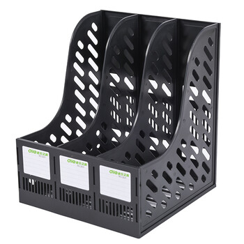 递乐 加厚加固三联文件框/文件栏/文件架/资料架/三栏文件筐 办公用品 1829黑色