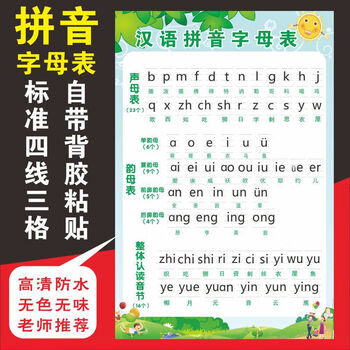 生母韵母整体认读音节26个汉语拼音字母表墙贴 汉语拼音字母表墙贴小学一年级拼读挂图学习贴画 特大 FC-02汉语拼音表2【图片 价格 品牌 ...