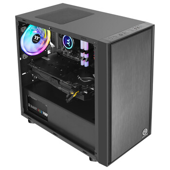 Thermaltake（Tt）启航者F1 黑色 Mini小机箱水冷电脑主机（支持MATX主板/支持背线/侧透/钢板0.6mm/U3）