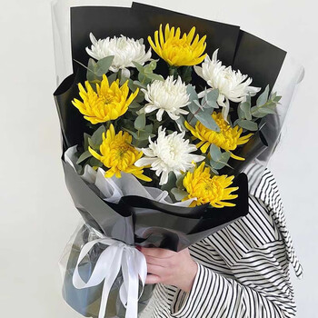 宠小宝清明节中元节全国同城送花鲜花速递丧葬黄白菊花追悼扫墓丧礼