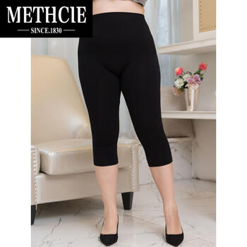methcie大码女200斤外穿春秋薄款莫代尔大码紧身裤8009夏七分黑色体重