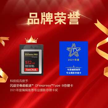 闪迪（SanDisk）512GB CFexpress Type B存储卡 微单高速影像 内存卡 读速1700MB/s 写速1400MB/s 兼容部分XQD相机