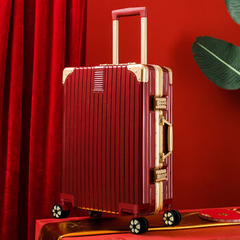 索莱曼行李箱结婚陪嫁红色一对女用皮箱结婚用小红箱子拉杆喜庆新29寸