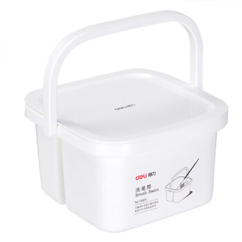 得力(deli)塑料洗笔桶洗笔盒洗笔筒便携式洗笔桶油画笔洗笔筒白色基础款73874女孩儿童礼物速写 得力(deli)塑料洗笔桶洗笔盒洗笔筒便携式洗笔桶油画笔洗笔筒白色基础款73874女孩儿童礼物速写