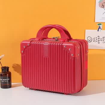 今驰14英寸行李箱手提箱婚庆伴手礼行李箱女品包装箱迷你化妆箱红色