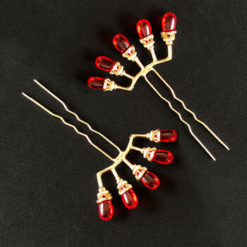 古装发冠古风配饰宋风明制汉服发饰珍珠发排发钗五排u钗簪子金色五珠