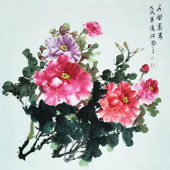 中美协 河南画院特约画家 周清波《花开富贵》69*69