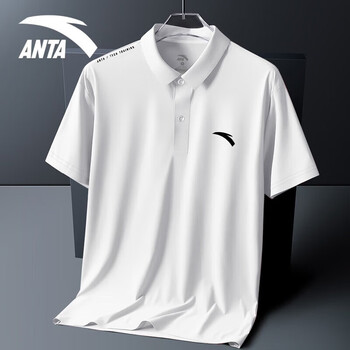 安踏(anta)t恤短袖商务纯色翻领polo衫男2023夏季新款运动修身休闲短t