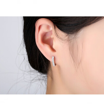 汀白520情侣礼物精品莫桑钻耳环pt950铂金情侣款优雅圆形莫桑石耳圈女