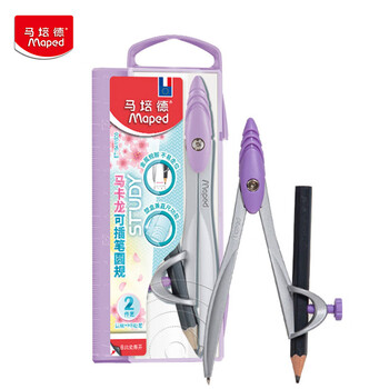 马培德（Maped）马卡龙经典绘图圆规 初高中考试圆规 学生制图绘图学习工具 199192CH 紫色【铅笔款/2件套】